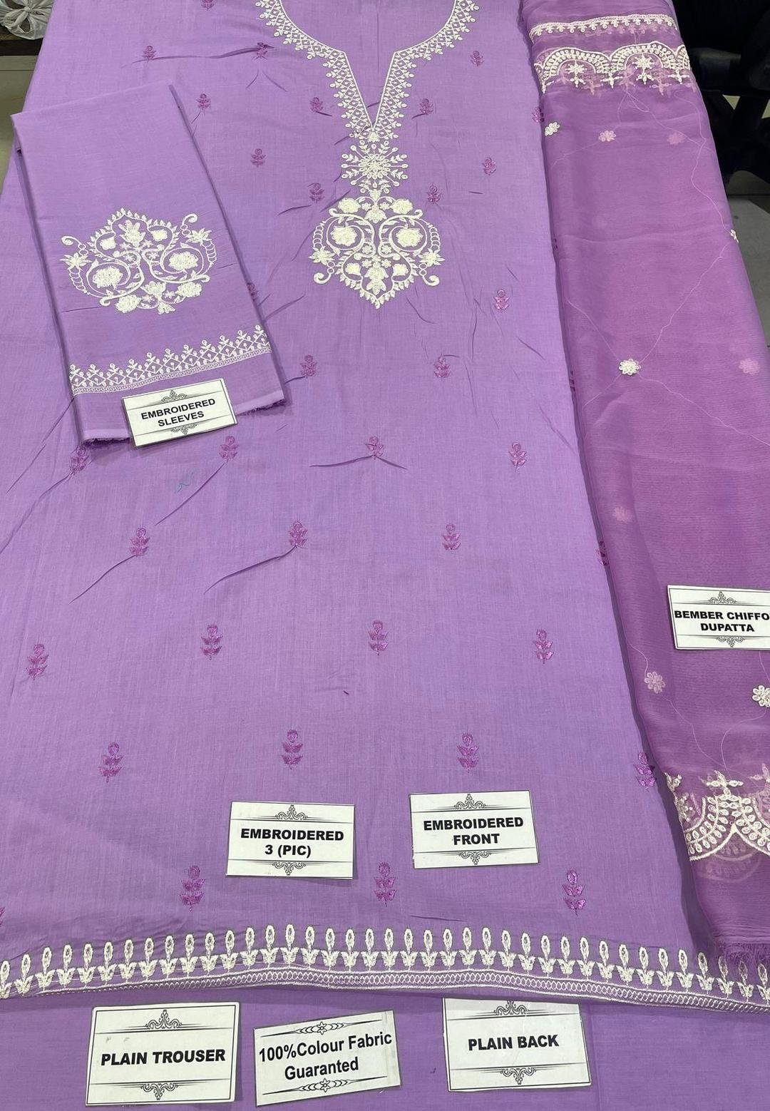 Purple Embroidered 3-Piece Lawn Suit for Women - Image 4