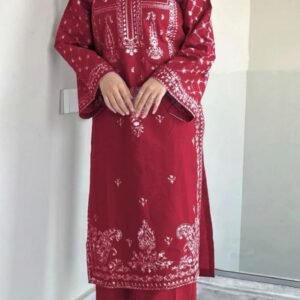 Red Embroidered Lawn Suit for Women Wedding Party Wear