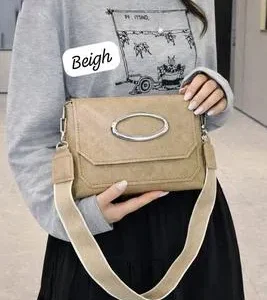 Brown Medium Crossbody Bag with Front Flap & Digital Strap